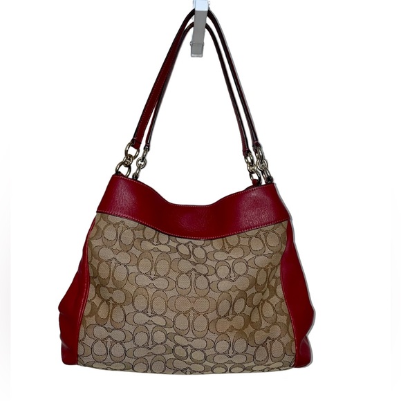 Coach Signature Jacquard Leather Lexy Shoulder Handbag F27579. Twilly included - Picture 4 of 17